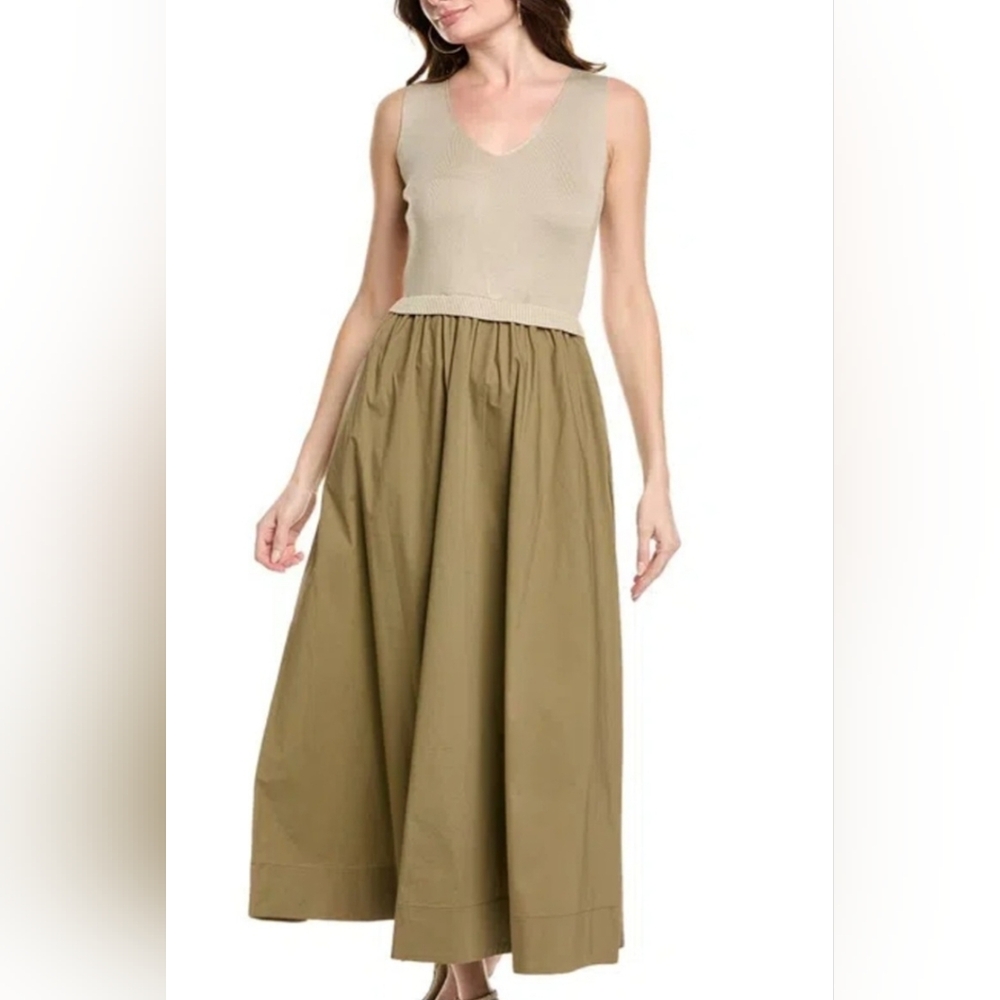 Taylor Olive Maxi Dress with Gathered Waist